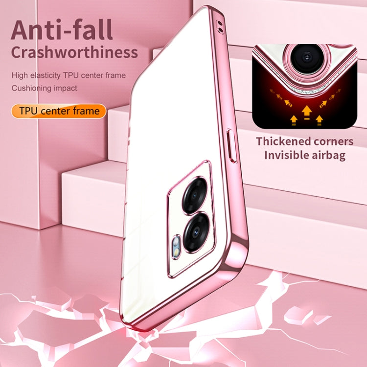 For OPPO A57 5G Transparent Plating Fine Hole Phone Case(Purple) - OPPO Cases by PMC TechLife | Online Shopping South Africa | PMC TechLife | Buy Now Pay Later Mobicred