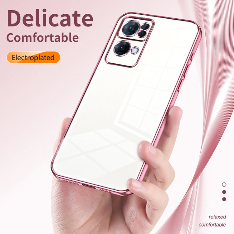 For OPPO Reno7 Pro Transparent Plating Fine Hole Phone Case(Silver) - OPPO Cases by PMC TechLife | Online Shopping South Africa | PMC TechLife | Buy Now Pay Later Mobicred