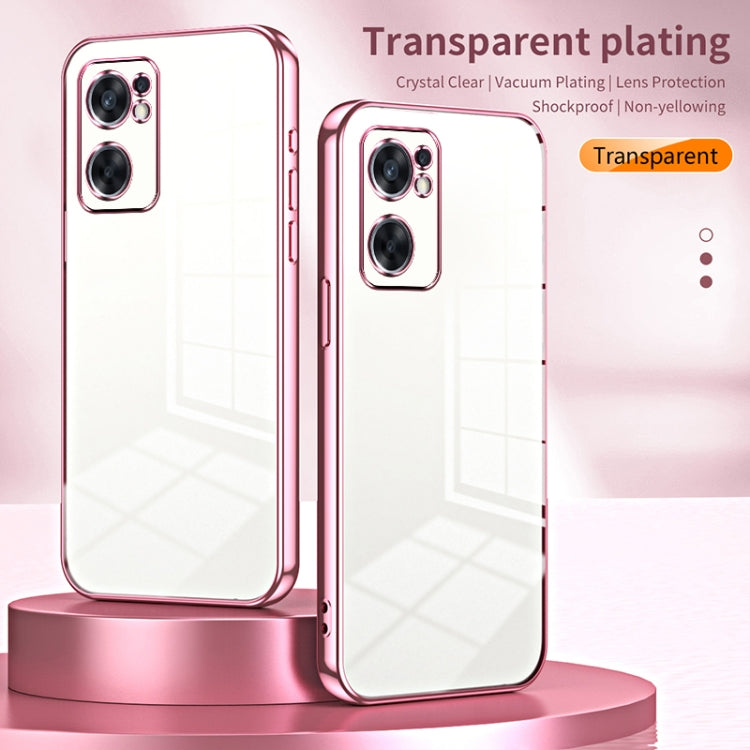 For OPPO Reno7 SE Transparent Plating Fine Hole Phone Case(Purple) - OPPO Cases by PMC Jewellery | Online Shopping South Africa | PMC Jewellery | Buy Now Pay Later Mobicred