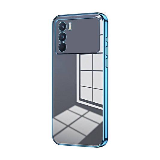 For OPPO K9 Pro Transparent Plating Fine Hole Phone Case(Blue) - OPPO Cases by PMC Jewellery | Online Shopping South Africa | PMC Jewellery | Buy Now Pay Later Mobicred