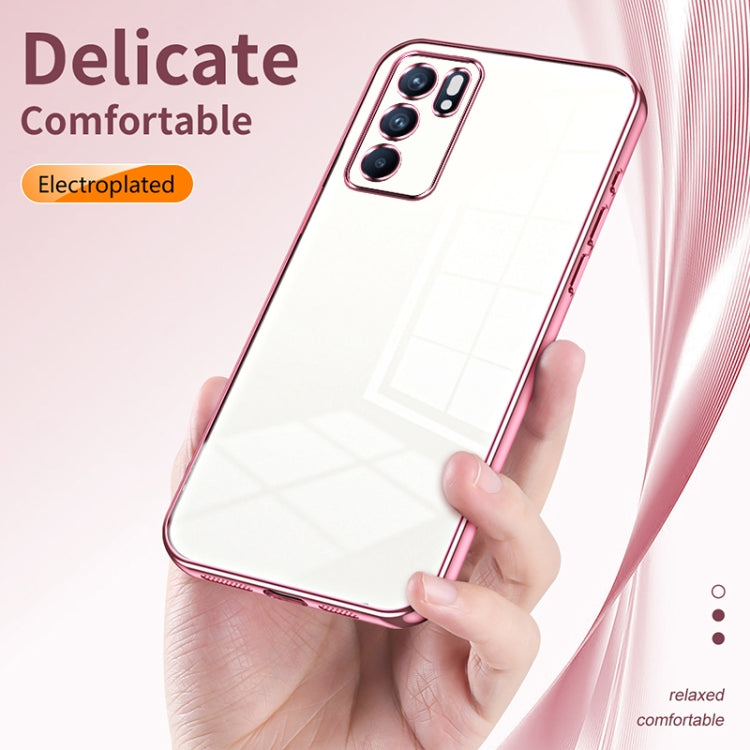 For OPPO Reno6 Indian / Malay Transparent Plating Fine Hole Phone Case(Black) - OPPO Cases by PMC Jewellery | Online Shopping South Africa | PMC Jewellery | Buy Now Pay Later Mobicred