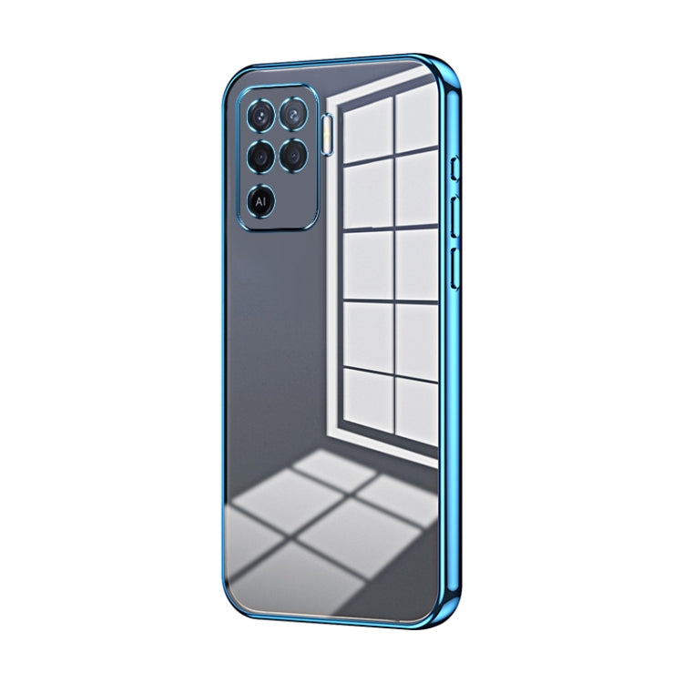 For OPPO A94 4G Transparent Plating Fine Hole Phone Case(Blue) - OPPO Cases by PMC Jewellery | Online Shopping South Africa | PMC Jewellery | Buy Now Pay Later Mobicred