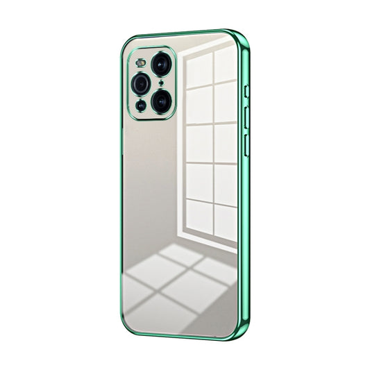 For OPPO Find X3 / Find X3 Pro Transparent Plating Fine Hole Phone Case(Green) - OPPO Cases by PMC Jewellery | Online Shopping South Africa | PMC Jewellery | Buy Now Pay Later Mobicred