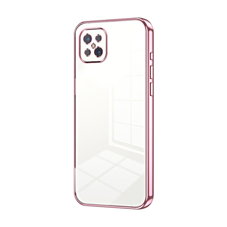 For OPPO A92s / Reno4 Z 5G Transparent Plating Fine Hole Phone Case(Pink) - OPPO Cases by PMC Jewellery | Online Shopping South Africa | PMC Jewellery | Buy Now Pay Later Mobicred