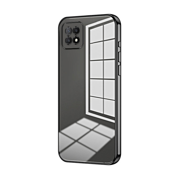For OPPO A72 5G / A73 5G Transparent Plating Fine Hole Phone Case(Black) - OPPO Cases by PMC TechLife | Online Shopping South Africa | PMC TechLife | Buy Now Pay Later Mobicred