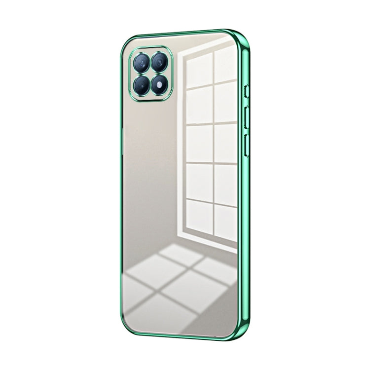 For OPPO Reno4 SE Transparent Plating Fine Hole Phone Case(Green) - OPPO Cases by PMC TechLife | Online Shopping South Africa | PMC TechLife | Buy Now Pay Later Mobicred