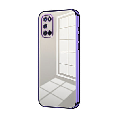 For OPPO A52 / A72 / A92 Transparent Plating Fine Hole Phone Case(Purple) - OPPO Cases by PMC Jewellery | Online Shopping South Africa | PMC Jewellery | Buy Now Pay Later Mobicred