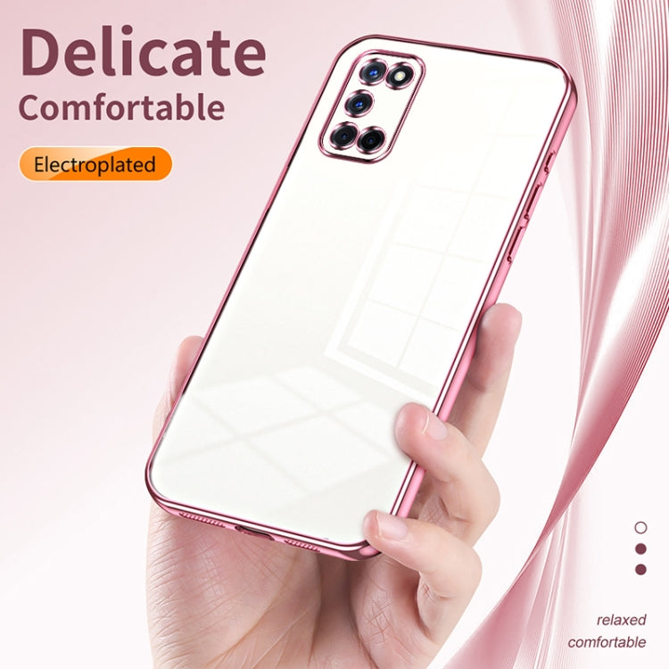 For OPPO A52 / A72 / A92 Transparent Plating Fine Hole Phone Case(Pink) - OPPO Cases by PMC TechLife | Online Shopping South Africa | PMC TechLife | Buy Now Pay Later Mobicred