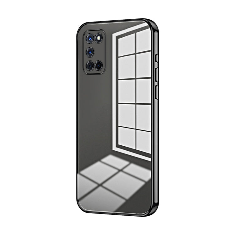 For OPPO A52 / A72 / A92 Transparent Plating Fine Hole Phone Case(Black) - OPPO Cases by PMC TechLife | Online Shopping South Africa | PMC TechLife | Buy Now Pay Later Mobicred