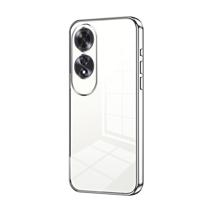 For OPPO A60 Transparent Plating Fine Hole Phone Case(Silver) - OPPO Cases by PMC Jewellery | Online Shopping South Africa | PMC Jewellery | Buy Now Pay Later Mobicred