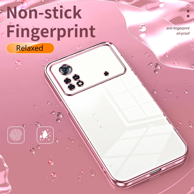 For Xiaomi Poco X4 Pro 5G Transparent Plating Fine Hole Phone Case(Pink) - Xiaomi Cases by PMC TechLife | Online Shopping South Africa | PMC TechLife