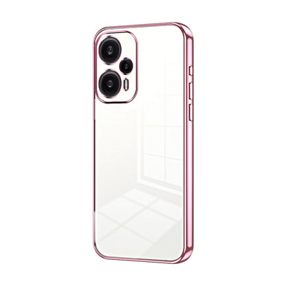 For Xiaomi Redmi Note 12 Turbo/Poco F5 Transparent Plating Fine Hole Phone Case(Pink) - Xiaomi Cases by PMC Jewellery | Online Shopping South Africa | PMC Jewellery | Buy Now Pay Later Mobicred