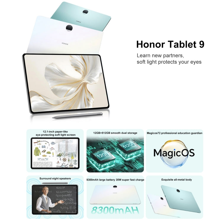 Honor Tablet 9 12.1 inch WiFi, Standard 12GB+256GB, MagicOS 7.2 Snapdragon 6 Gen1 Octa Core 2.2GHz, Not Support Google Play(Grey) - Huawei by Huawei | Online Shopping South Africa | PMC Jewellery