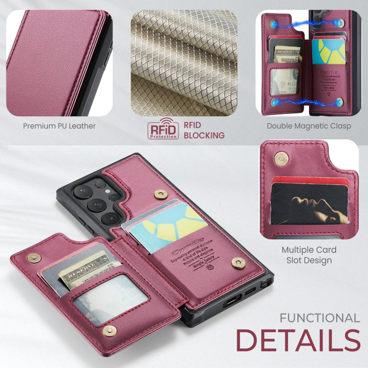 For Samsung Galaxy S24 Ultra 5G CaseMe C22 PC+TPU Business Style RFID Anti-theft Leather Phone Case(Wine Red) - Galaxy S24 Ultra 5G Cases by CaseMe | Online Shopping South Africa | PMC Jewellery | Buy Now Pay Later Mobicred