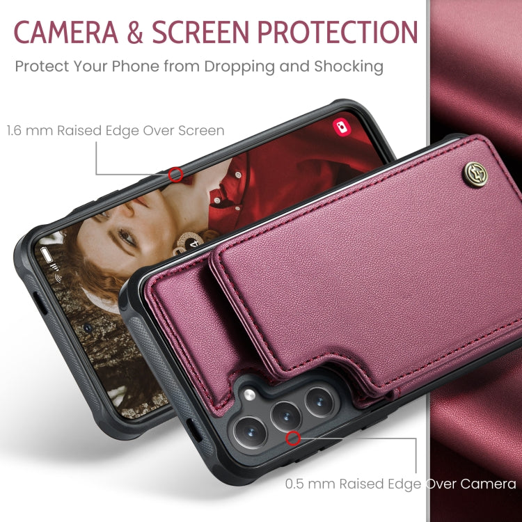 For Samsung Galaxy S24+ 5G CaseMe C22 PC+TPU Business Style RFID Anti-theft Leather Phone Case(Wine Red) - Galaxy S24+ 5G Cases by CaseMe | Online Shopping South Africa | PMC Jewellery | Buy Now Pay Later Mobicred