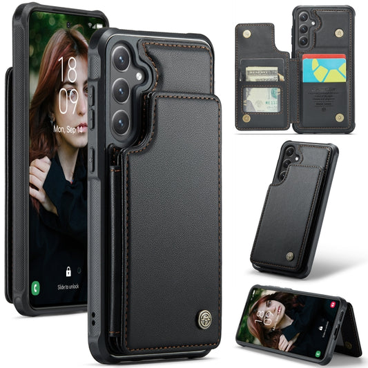 For Samsung Galaxy S24 5G CaseMe C22 PC+TPU Business Style RFID Anti-theft Leather Phone Case(Black) - Galaxy S24 5G Cases by CaseMe | Online Shopping South Africa | PMC Jewellery | Buy Now Pay Later Mobicred