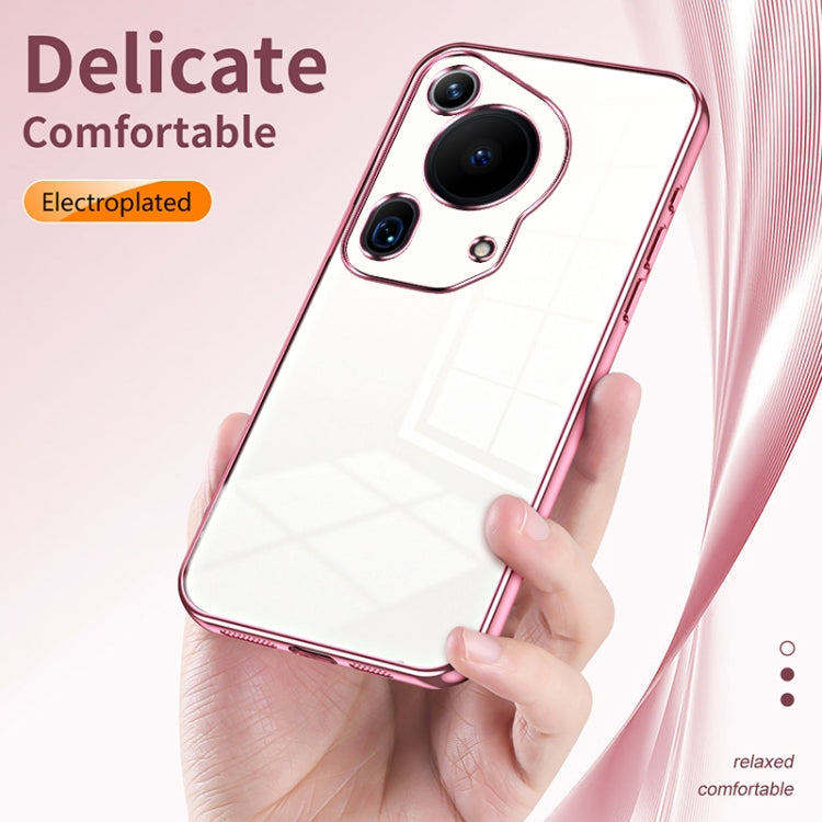 For Huawei Pura 70 Ultra Transparent Plating Fine Hole Phone Case(Pink) - Huawei Cases by PMC Jewellery | Online Shopping South Africa | PMC Jewellery | Buy Now Pay Later Mobicred