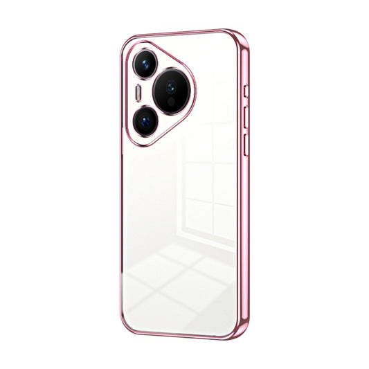 For Huawei Pura 70 Transparent Plating Fine Hole Phone Case(Pink) - Huawei Cases by PMC Jewellery | Online Shopping South Africa | PMC Jewellery | Buy Now Pay Later Mobicred