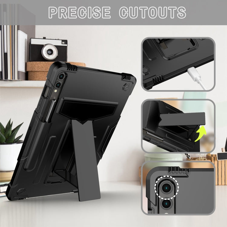 For Samsung Galaxy Tab S9 FE+ / S9+ T Holder Robot Silicone Hybrid PC Tablet Case(Black) - Galaxy Tab S9+ Cases by PMC Jewellery | Online Shopping South Africa | PMC Jewellery