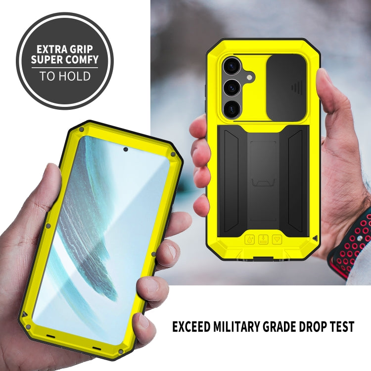 For Samsung Galaxy S24+ 5G R-JUST Sliding Camera Life Waterproof Holder Phone Case(Yellow) - Galaxy S24+ 5G Cases by R-JUST | Online Shopping South Africa | PMC Jewellery