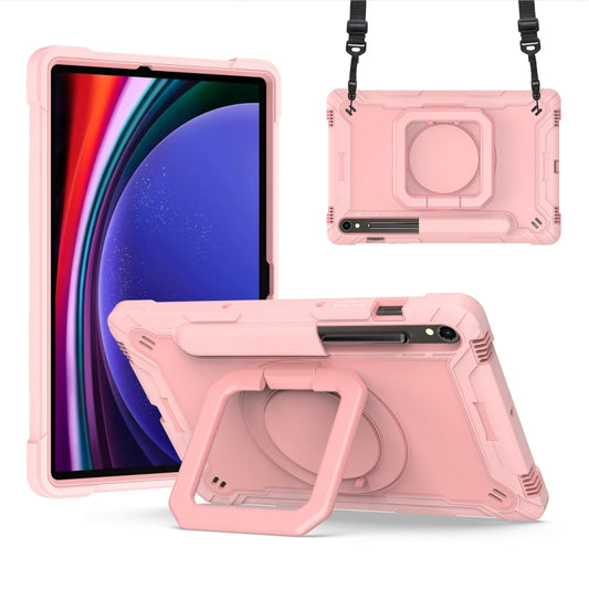 For Samsung Galaxy Tab S9 FE / S9 Handle Robot Silicone Hybrid PC Tablet Case(Rose Gold) - Galaxy Tab S9 Cases by PMC Jewellery | Online Shopping South Africa | PMC Jewellery