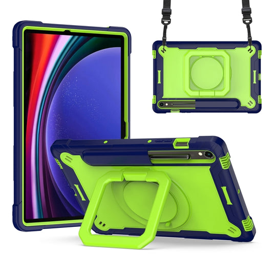 For Samsung Galaxy Tab S9 FE / S9 Handle Robot Silicone Hybrid PC Tablet Case(Navy Yellow Green) - Galaxy Tab S9 Cases by PMC Jewellery | Online Shopping South Africa | PMC Jewellery | Buy Now Pay Later Mobicred