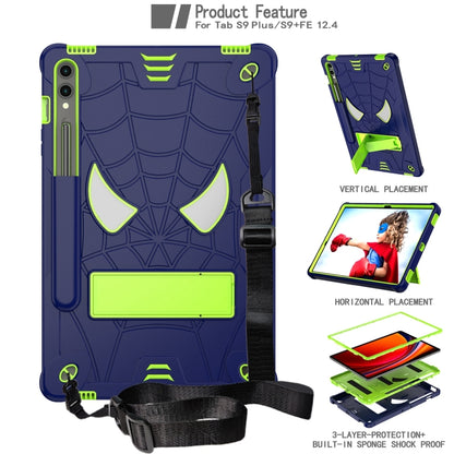 For Samsung Galaxy Tab S9 FE+ / S9+ Fold-Holder Spider Silicone Hybrid PC Tablet Case(Navy Yellow Green) - Galaxy Tab S9+ Cases by PMC Jewellery | Online Shopping South Africa | PMC Jewellery | Buy Now Pay Later Mobicred