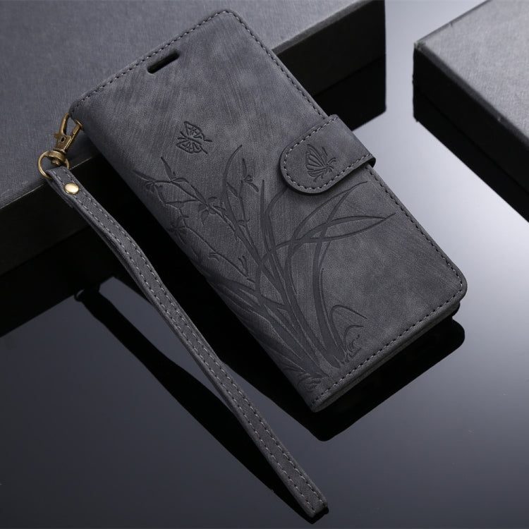 For OPPO A18 / A38 Orchid Butterfly Embossed Leather Phone Case(Black) - A18 Cases by PMC TechLife | Online Shopping South Africa | PMC TechLife | Buy Now Pay Later Mobicred