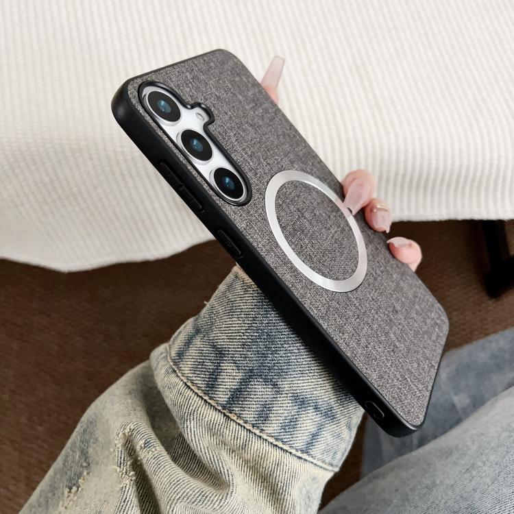 For Samsung Galaxy S25+ 5G Magsafe Magnetic Ring Cloth Texture Phone Case(Black) - free shipping - PMC TechLife - Order now!