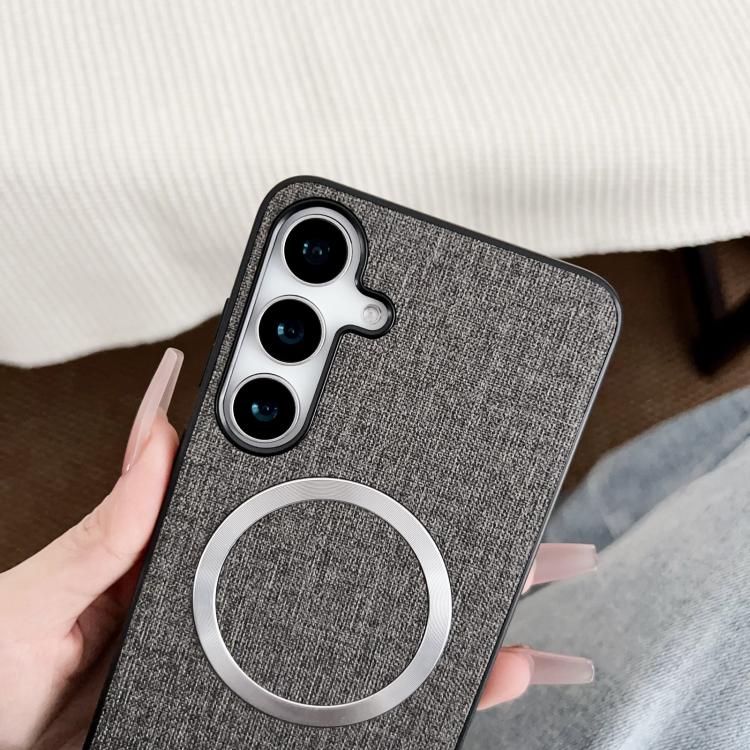 For Samsung Galaxy S25+ 5G Magsafe Magnetic Ring Cloth Texture Phone Case(Orange) - free shipping - PMC TechLife - Order now!