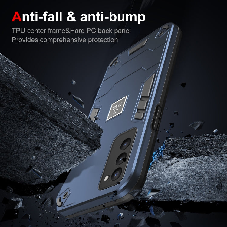For Tecno Camon 18P 2 in 1 Shockproof Phone Case(Blue) - Tecno Cases by PMC TechLife | Online Shopping South Africa | PMC TechLife | Buy Now Pay Later Mobicred