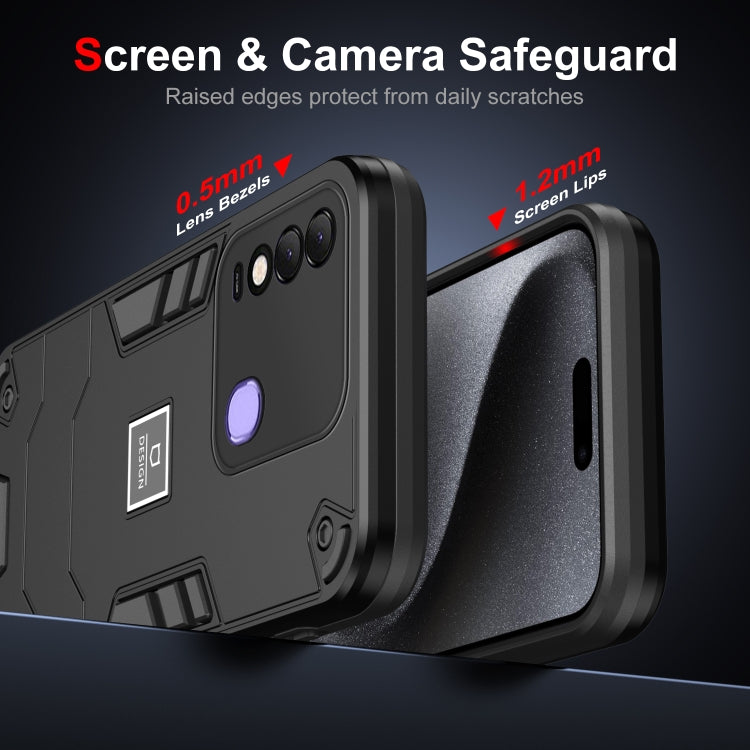For Tecno Spark 8 2 in 1 Shockproof Phone Case(Black) - Tecno Cases by PMC TechLife | Online Shopping South Africa | PMC TechLife | Buy Now Pay Later Mobicred