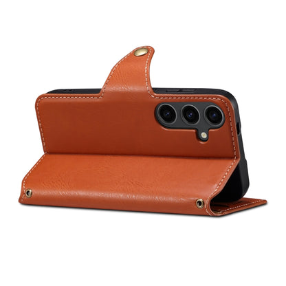 For Samsung Galaxy S24+ 5G Denior Cowhide Texture Wallet Style Leather Phone Case(Brown) - Galaxy S24+ 5G Cases by Denior | Online Shopping South Africa | PMC Jewellery | Buy Now Pay Later Mobicred