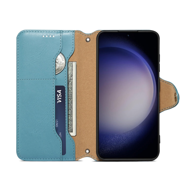 For Samsung Galaxy S24+ 5G Denior Cowhide Texture Wallet Style Leather Phone Case(Blue) - Galaxy S24+ 5G Cases by Denior | Online Shopping South Africa | PMC Jewellery | Buy Now Pay Later Mobicred