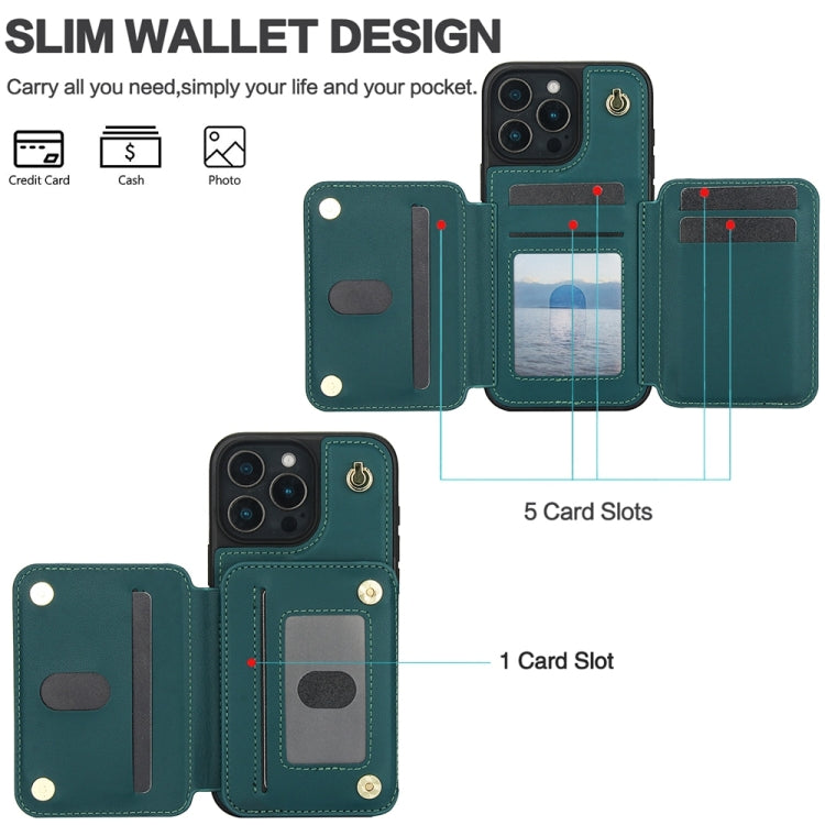 For iPhone 16 Pro Max YM006 Skin Feel Zipper Card Bag Phone Case with Dual Lanyard(Green) - iPhone 16 Pro Max Cases by PMC Jewellery | Online Shopping South Africa | PMC Jewellery | Buy Now Pay Later Mobicred