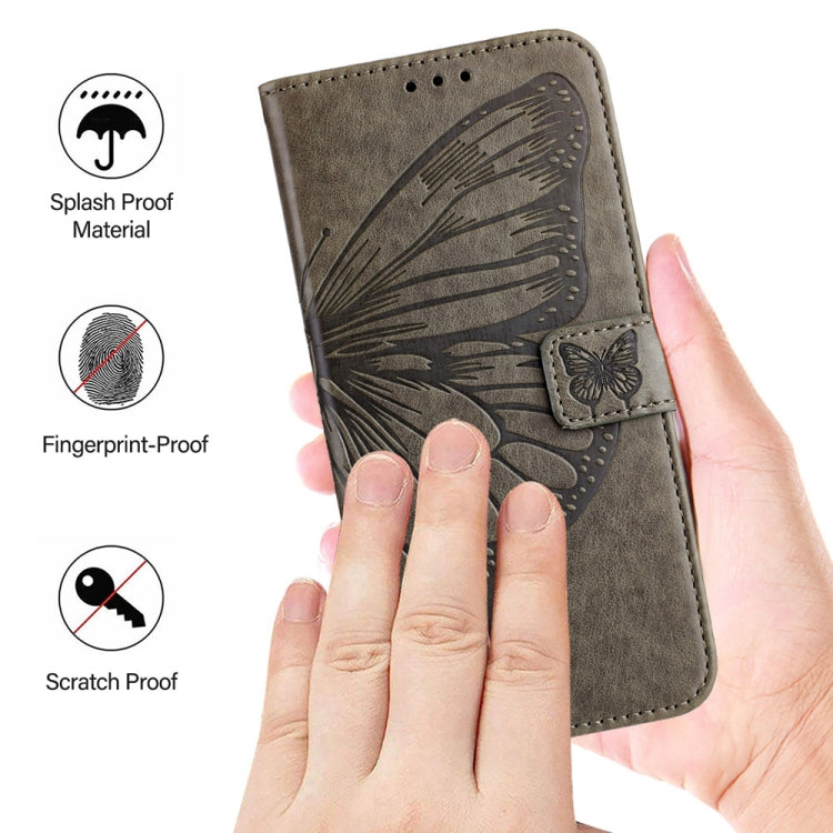 For Xiaomi Redmi K70 / K70 Pro Embossed Butterfly Leather Phone Case(Grey) - K70 Cases by PMC Jewellery | Online Shopping South Africa | PMC Jewellery | Buy Now Pay Later Mobicred