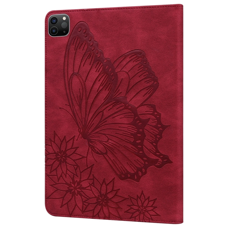 For iPad Pro 13 2024 Big Butterfly Embossed Leather Tablet Case(Red) - iPad Pro 13 2024 Cases by PMC Jewellery | Online Shopping South Africa | PMC Jewellery | Buy Now Pay Later Mobicred