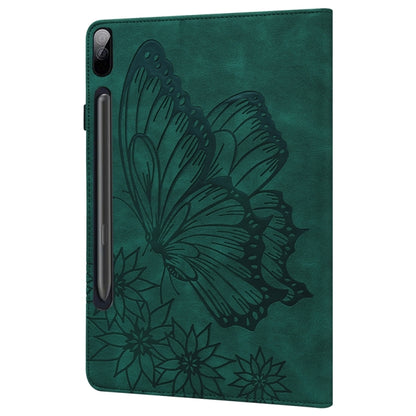 For Samsung Galaxy Tab S9 FE+ / S9+ / S8+ Big Butterfly Embossed Leather Tablet Case(Green) - Galaxy Tab S9+ Cases by PMC Jewellery | Online Shopping South Africa | PMC Jewellery | Buy Now Pay Later Mobicred