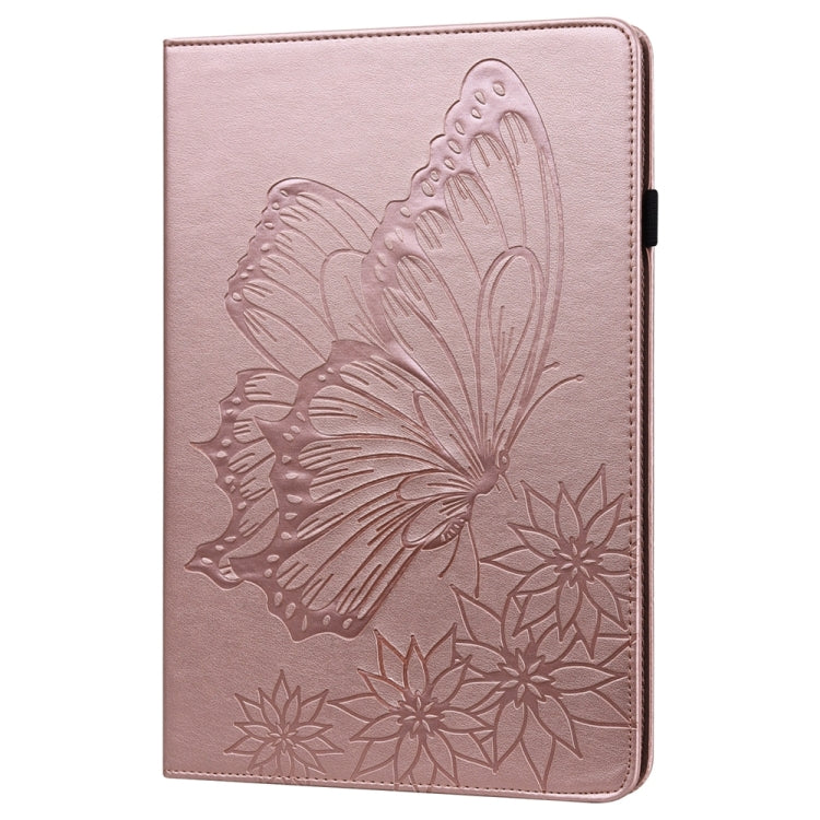 For Samsung Galaxy Tab S9 FE+ / S9+ / S8+ Big Butterfly Embossed Leather Tablet Case(Rose Gold) - Galaxy Tab S9+ Cases by PMC Jewellery | Online Shopping South Africa | PMC Jewellery | Buy Now Pay Later Mobicred