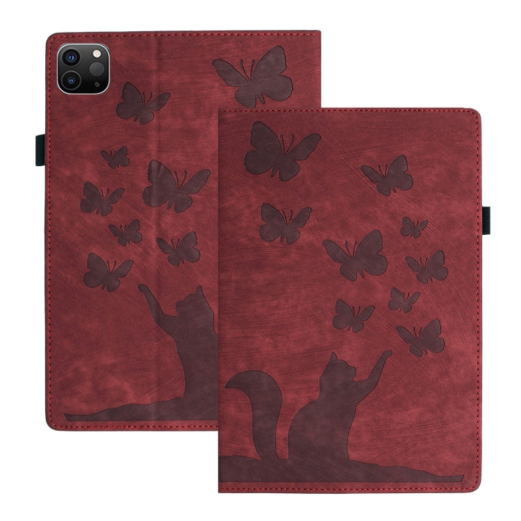 For iPad Pro 11 2024 Butterfly Cat Embossing Leather Tablet Case(Red) - iPad Pro 11 2024 Cases by PMC TechLife | Online Shopping South Africa | PMC TechLife | Buy Now Pay Later Mobicred