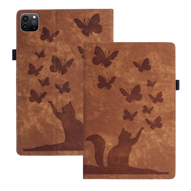 For iPad Pro 13 2024 Butterfly Cat Embossing Leather Tablet Case(Brown) - iPad Pro 13 2024 Cases by PMC Jewellery | Online Shopping South Africa | PMC Jewellery | Buy Now Pay Later Mobicred
