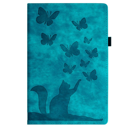 For Samsung Galaxy Tab S9 FE+ / S9+ / S8+ Butterfly Cat Embossing Leather Tablet Case(Sky Blue) - Galaxy Tab S9+ Cases by PMC Jewellery | Online Shopping South Africa | PMC Jewellery | Buy Now Pay Later Mobicred