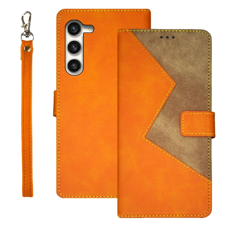 For Samsung Galaxy S24+ 5G idewei Two-color Splicing Leather Phone Case(Orange) - Galaxy S24+ 5G Cases by idewei | Online Shopping South Africa | PMC Jewellery | Buy Now Pay Later Mobicred