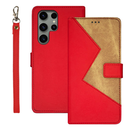 For Samsung Galaxy S24 Ultra 5G idewei Two-color Splicing Leather Phone Case(Red) - Galaxy S24 Ultra 5G Cases by idewei | Online Shopping South Africa | PMC Jewellery | Buy Now Pay Later Mobicred