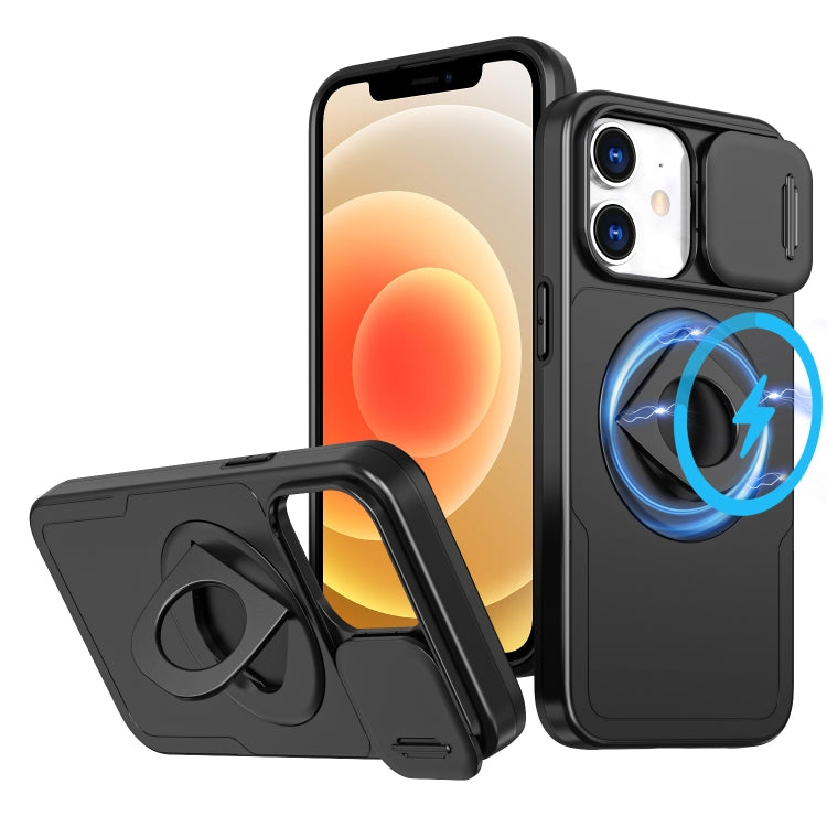 For iPhone 12 Camshield MagSafe Ring Holder Armor Phone Case(Black) - free shipping - PMC TechLife - Order now!