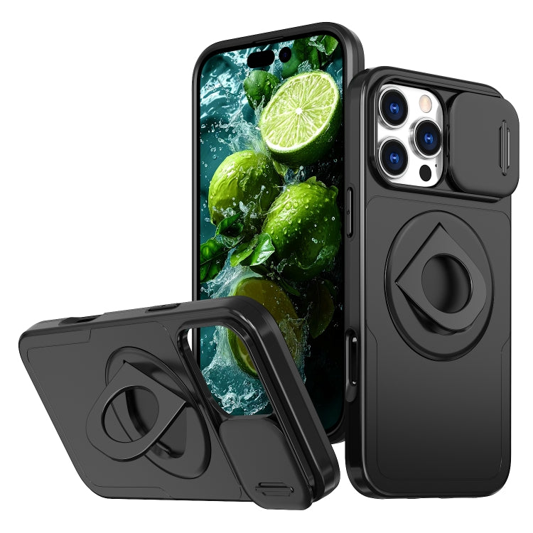 For iPhone 16 Pro Camshield MagSafe Ring Holder Armor Phone Case(Black) - iPhone 16 Pro Cases by PMC TechLife | Online Shopping South Africa | PMC TechLife | Buy Now Pay Later Mobicred