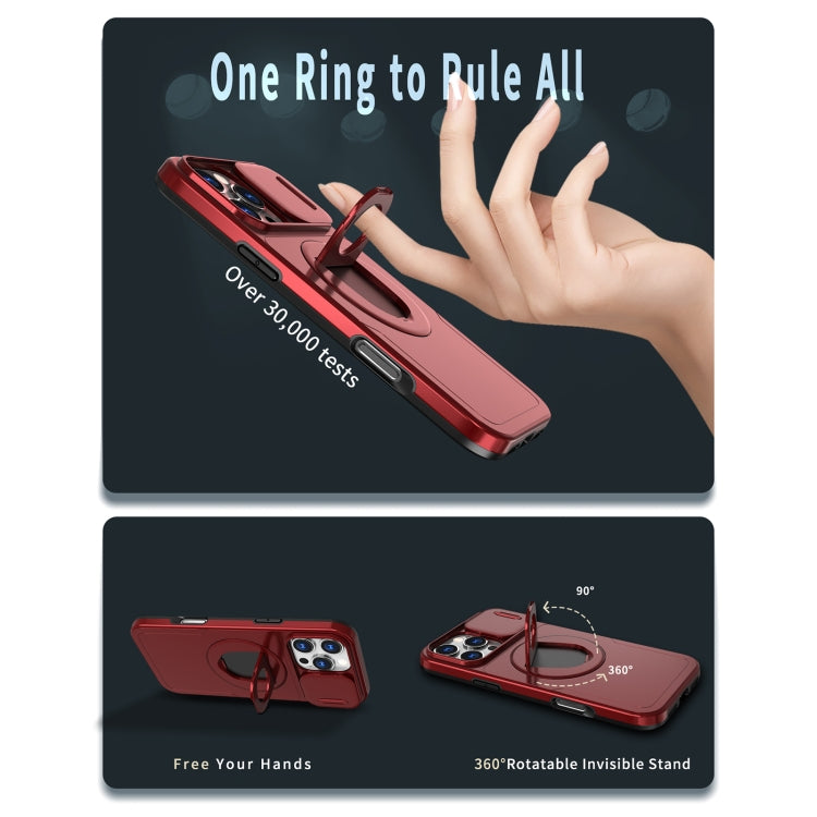 For iPhone 16 Pro Camshield MagSafe Ring Holder Armor Phone Case(Red) - iPhone 16 Pro Cases by PMC TechLife | Online Shopping South Africa | PMC TechLife | Buy Now Pay Later Mobicred