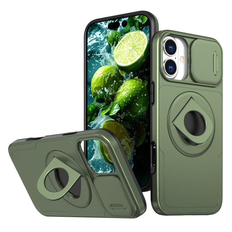 For iPhone 16 Plus Camshield MagSafe Ring Holder Armor Phone Case(Olive Green) - iPhone 16 Plus Cases by PMC TechLife | Online Shopping South Africa | PMC TechLife | Buy Now Pay Later Mobicred