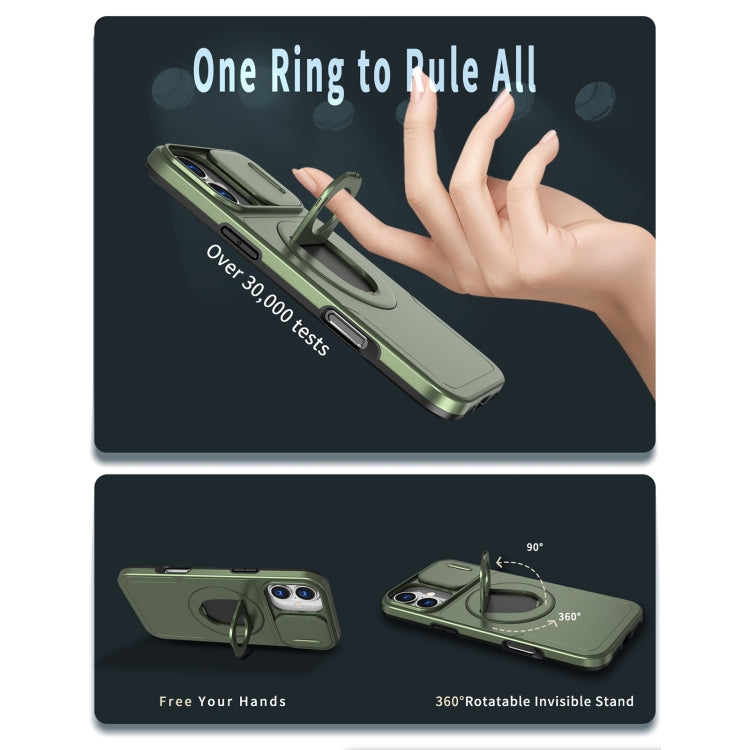 For iPhone 16 Camshield MagSafe Ring Holder Armor Phone Case(Olive Green) - iPhone 16 Cases by PMC TechLife | Online Shopping South Africa | PMC TechLife | Buy Now Pay Later Mobicred