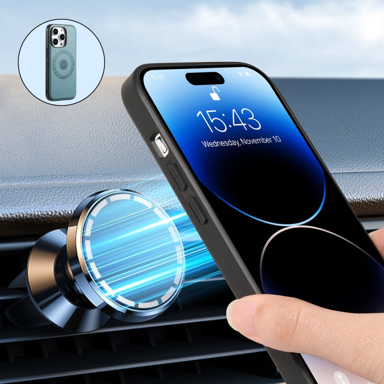 For iPhone 15 Pro Max Denior Cowhide Texture Leather MagSafe Phone Case(Blue) - free shipping - PMC TechLife - Order now!
